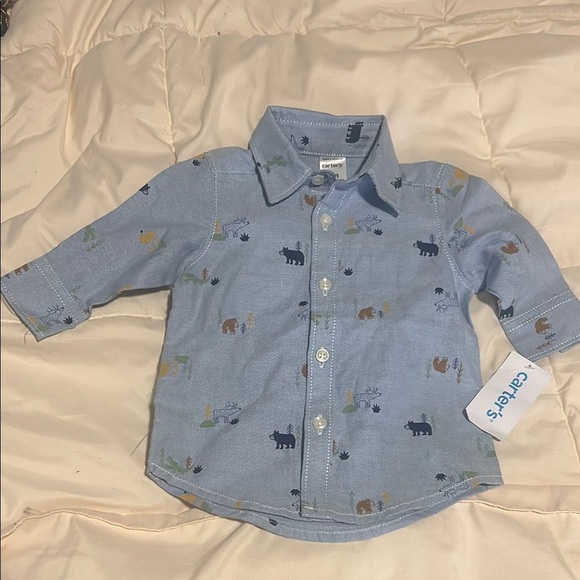 Carter's Blue Whale Print Button Down Shirt - Picture 1 of 4